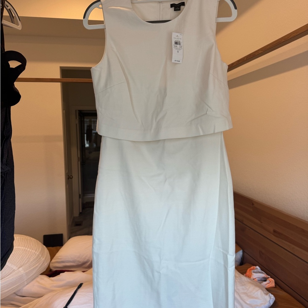 Ann Taylor Cream Sleeveless Midi Dress